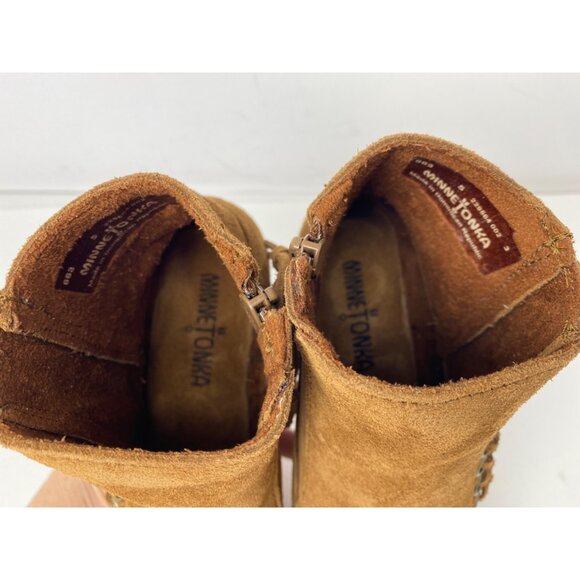 Minnetonka womens Size 5 Dusty Brown Willow Ankle Boots w Side Fringe NEW - Picture 12 of 12